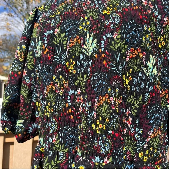 Baltic Born Women’s Black & Floral Print Lena Tiered Midi Dress Size 2X Smocked - Picture 3 of 9